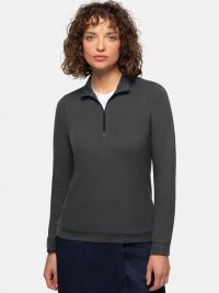 Damen Zip-Longsleeve in Grau mit 1/3-Zip und schwarzem Reißverschluss